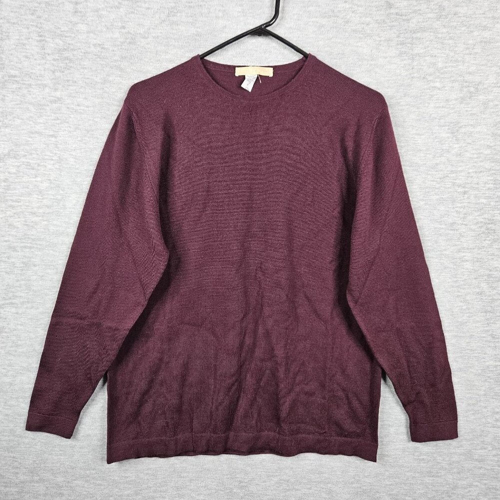 STUDIO 121 Women's Dark Red Round Neck Long Sleeve Pure Wool Sweater Size M